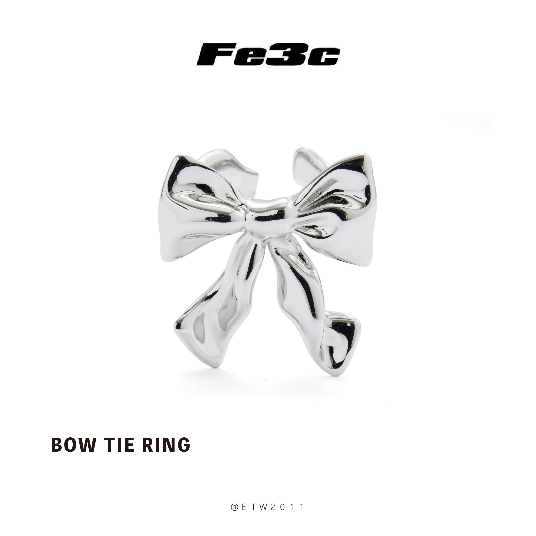 ☆ETW☆【EASY TO WEAR】Fe3c Bow Tie Ring 小蝴蝶結戒指 閃亮 銀