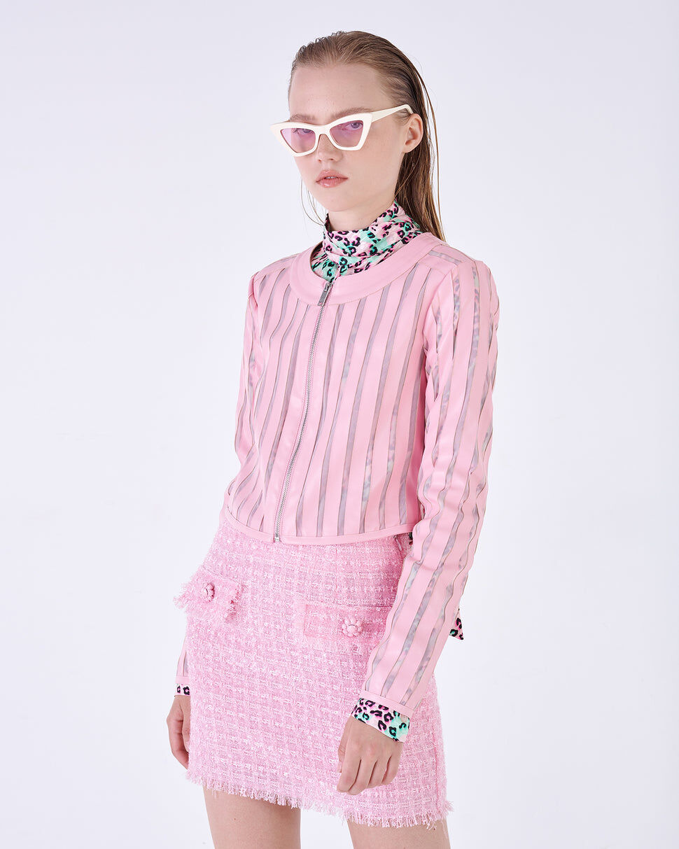 【Silvian Heach】帥氣皮革紋短版外套