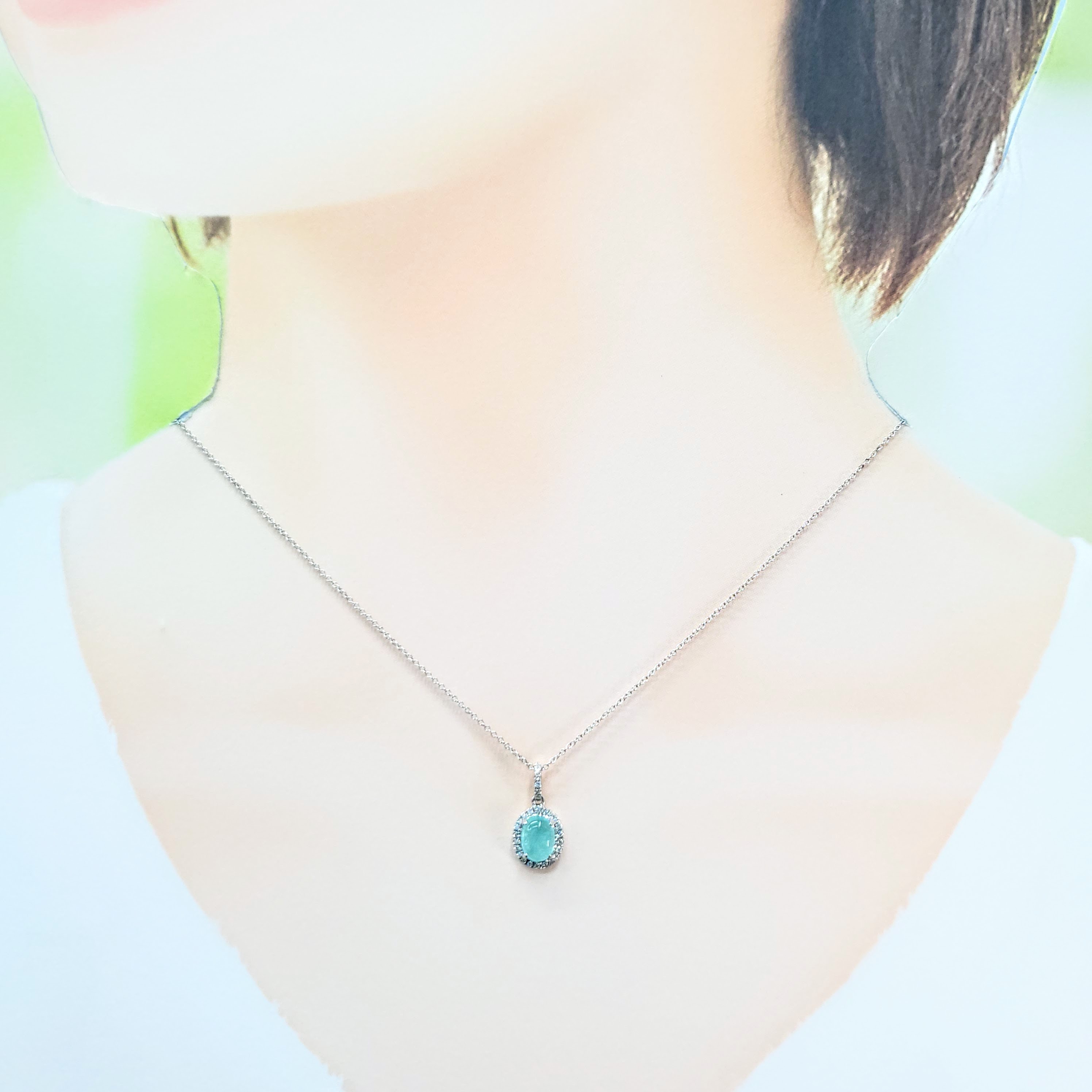 全新18K白金【單粒88份帕拉伊巴】配11份鑽石吊墜