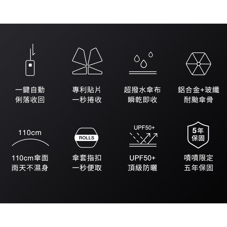 【樂森藥局】ROLLS Light 瞬間捲收傘 多色可選
