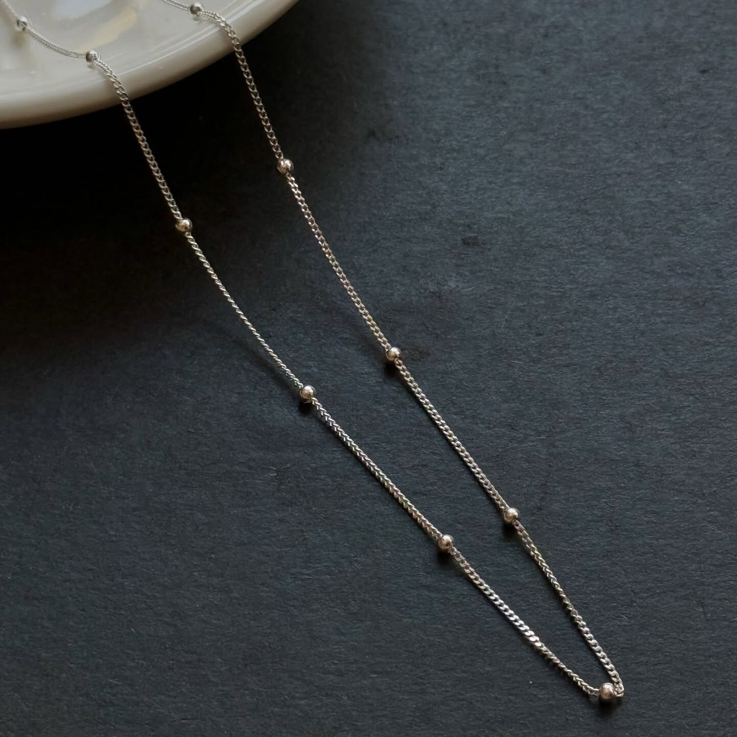 [原石] 925銀項鍊 銀色 全長約 44公分