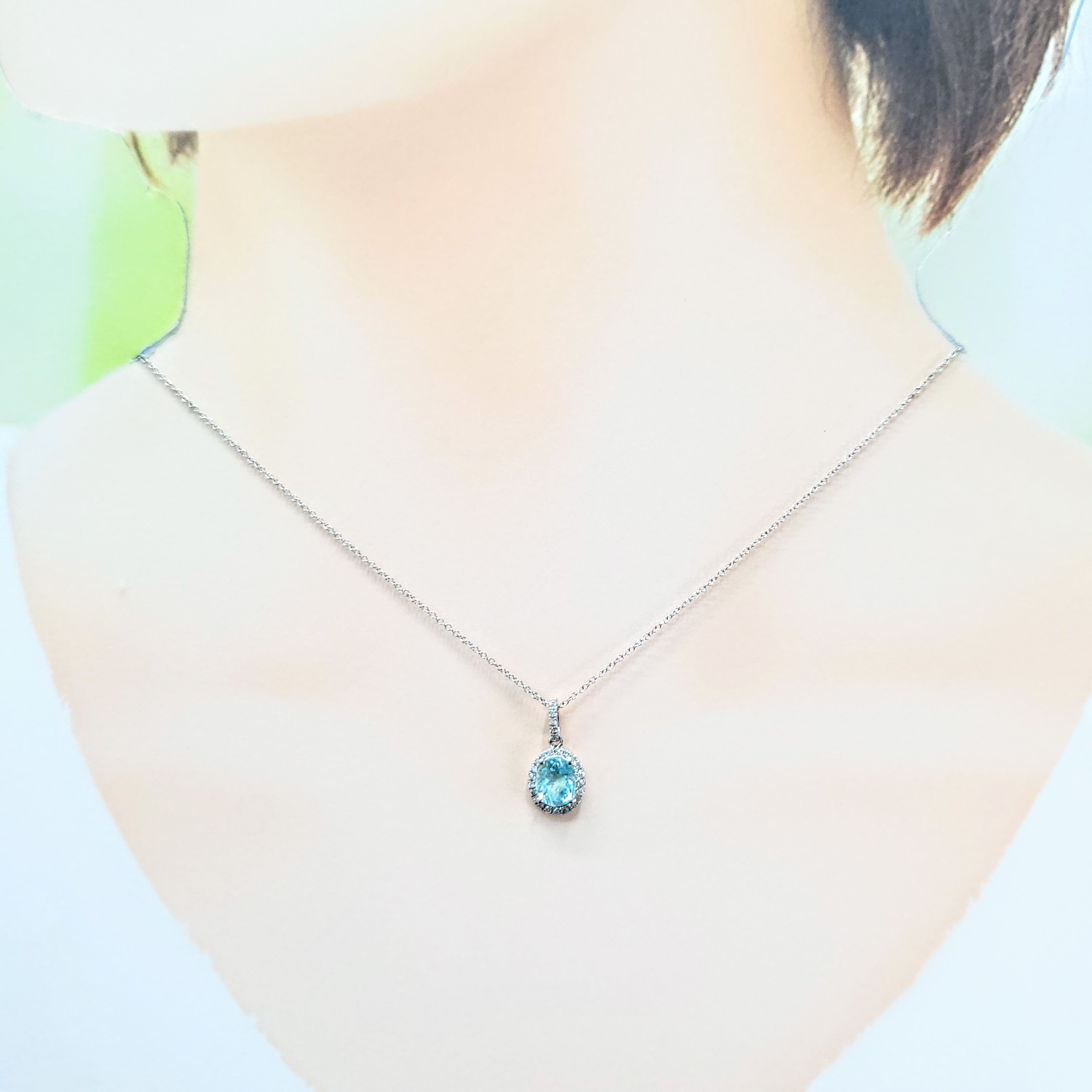 18K White Gold 0.82ct Paraiba and Diamond Pendant