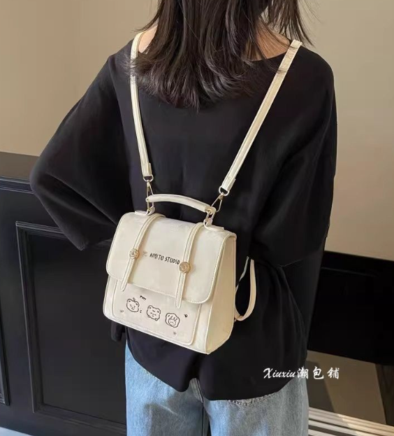 艾米兔 女包 新款简约小众时尚休闲百搭 手提+双肩包