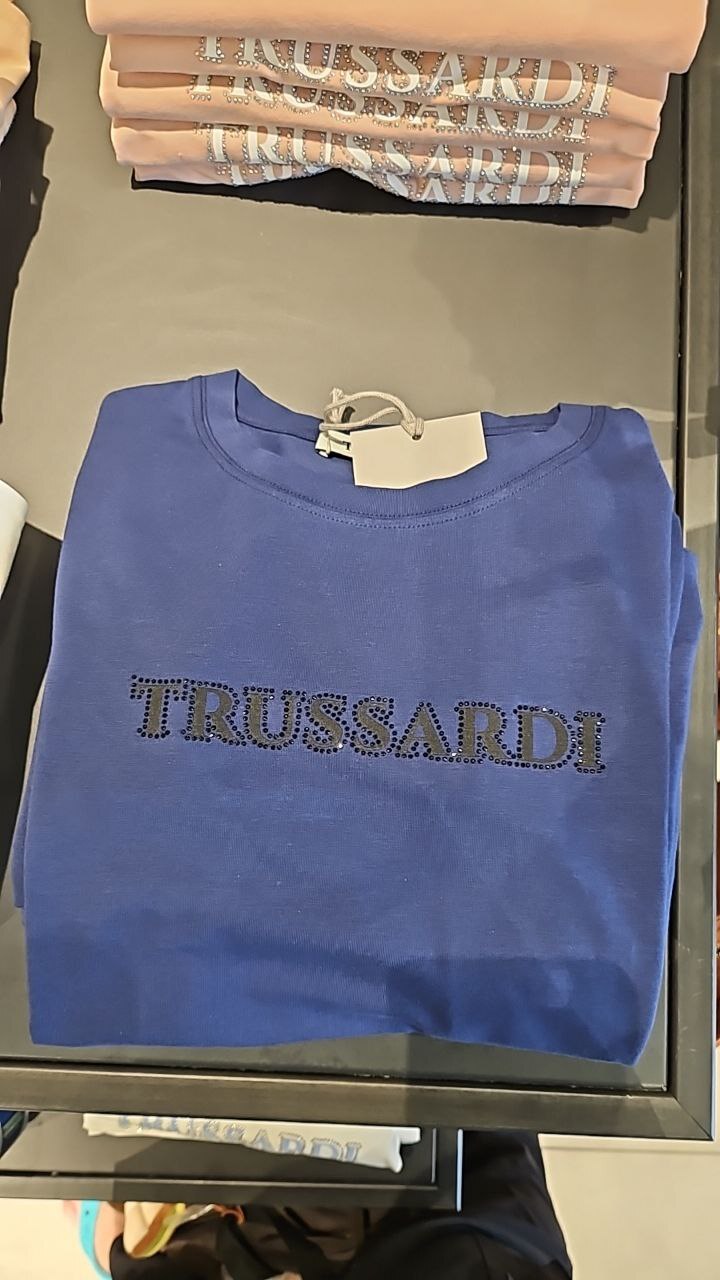 [E] TRUSSARDI ROYAL BLU T-SHIRT S/S WITH PRINT, G11960-ROYAL BLUE (ETR16)