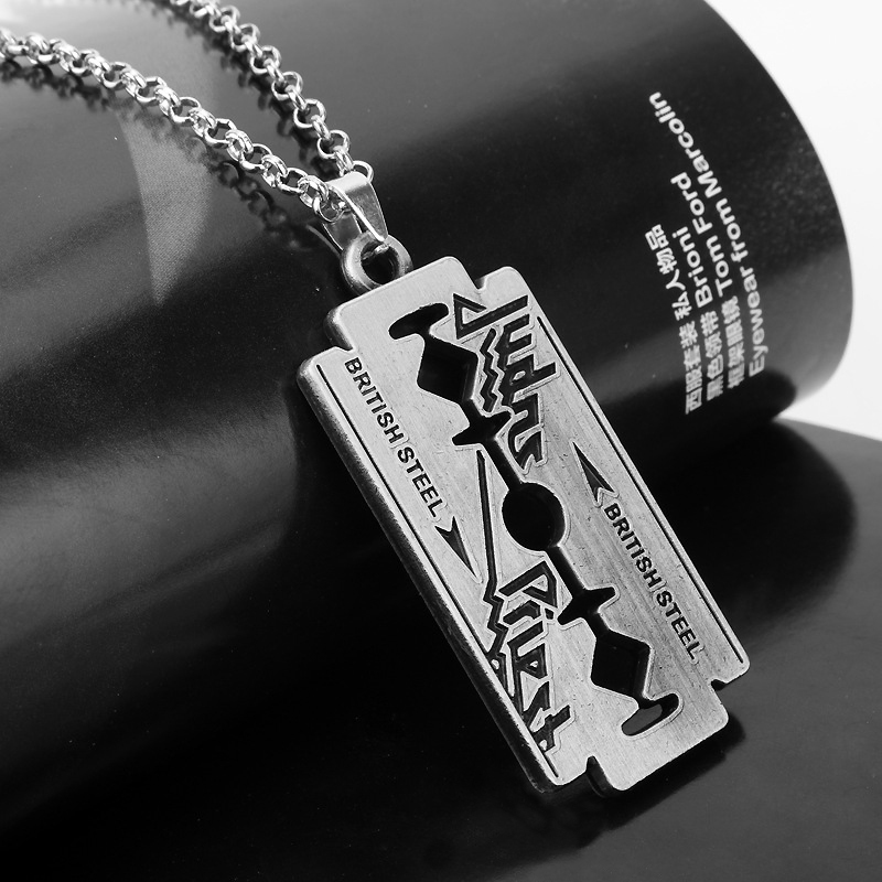 韓國JK 新款刀片項鍊男潮嘻哈龐克情侶長款百搭吊墜配件 J1031