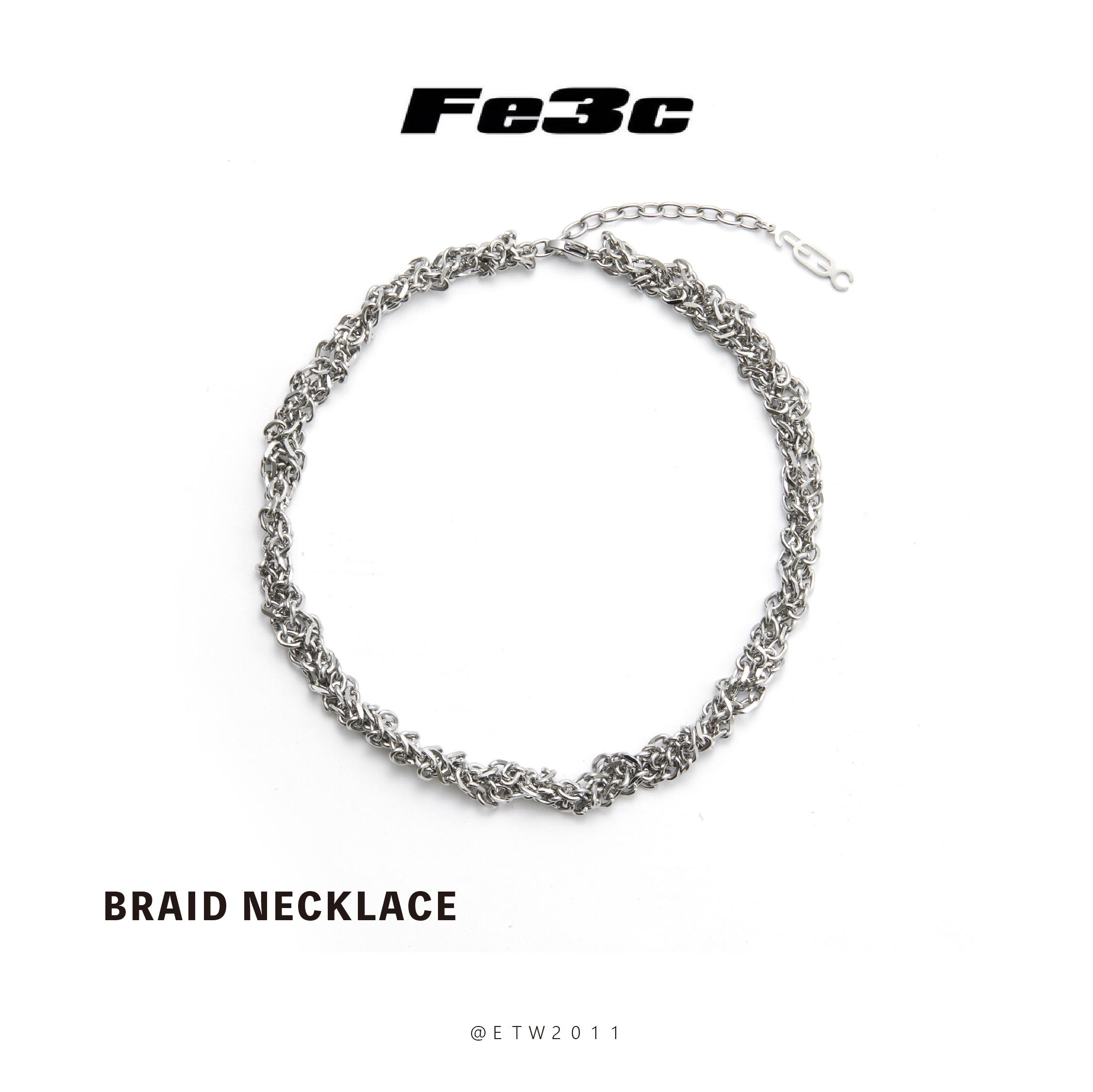 ☆ETW☆【EASY TO WEAR】Fe3c BRAID NECKLACE  編織項鍊 閃亮 銀