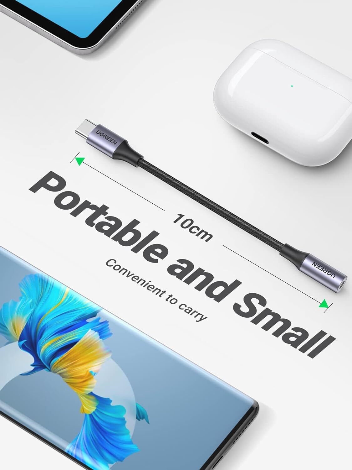 UGREEN 綠聯 - AV142 30632 TYPE-C耳機轉接頭 TYPE-C 公轉 3.5mm 母轉接線