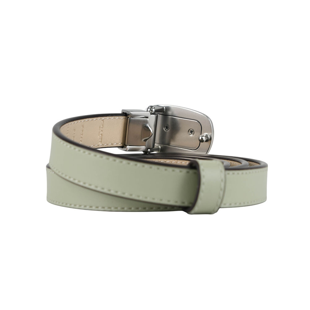 【COACH】Eliza 銀頭橢圓標誌小牛皮寬1.8cm皮帶(淺綠/象牙白)CP366 SVWR7