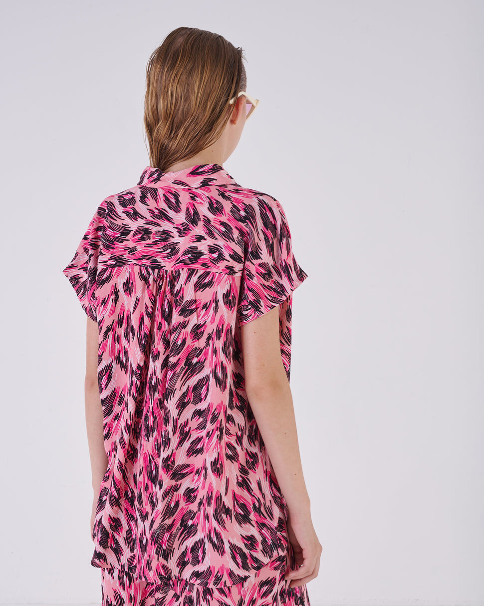 【Silvian Heach】個性豹紋短袖襯衫