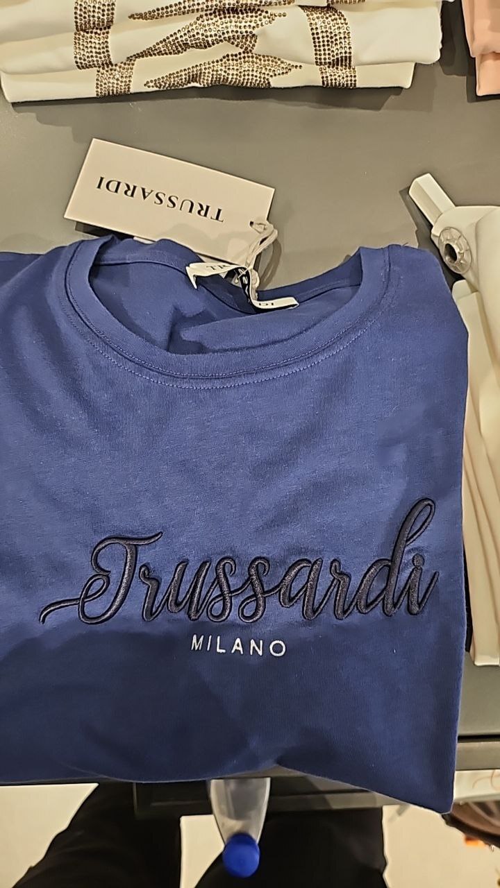 [E] TRUSSARDI ROYAL BLU T-SHIRT S/S WITH PRINT, G12060-ROYAL BLUE (ETR30)