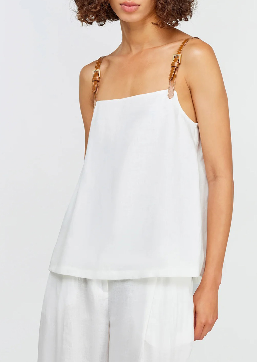 Semicouture 皮肩帶麻背心