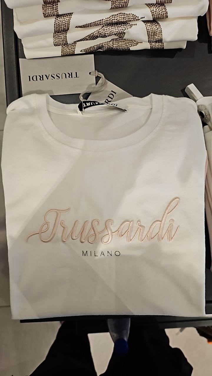 [E] TRUSSARDI WHITE T-SHIRT S/S WITH PRINT, G12060-WHITE (ETR32)