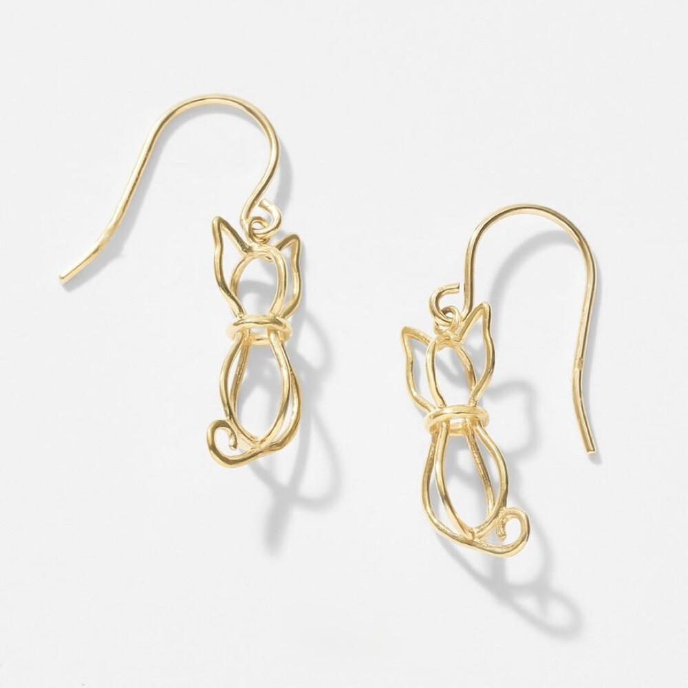 【me.luxe】K10金絲貓勾式耳環