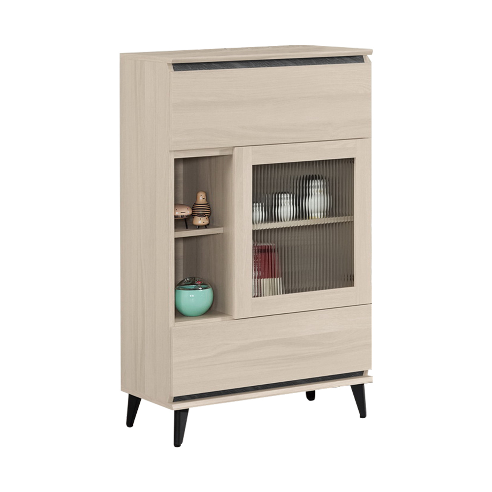 珊卓2.3尺長虹玻璃二門單抽展示櫃/收納置物櫃/玄關櫃