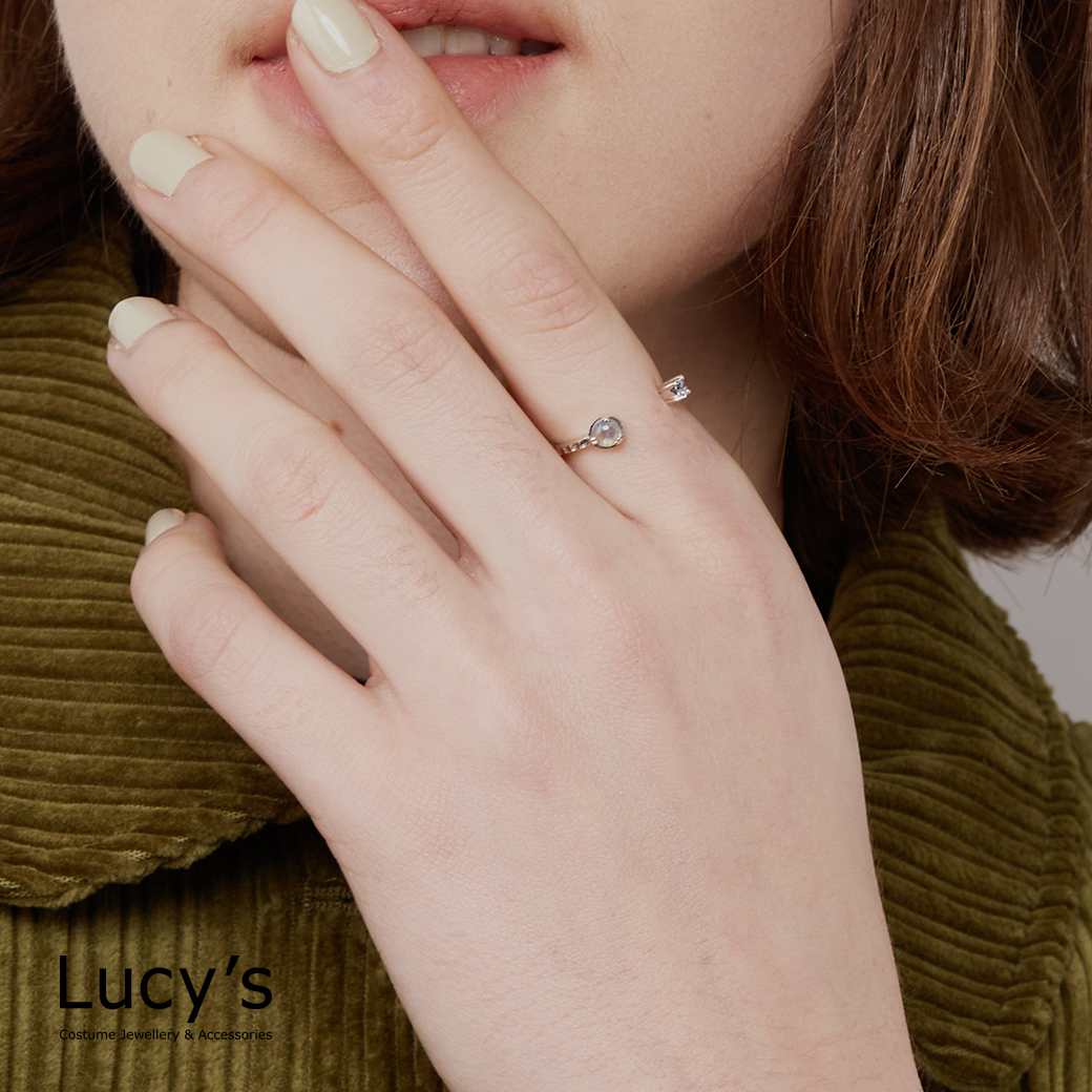 925純銀  鑽與月光 硫化開口戒 (70046)