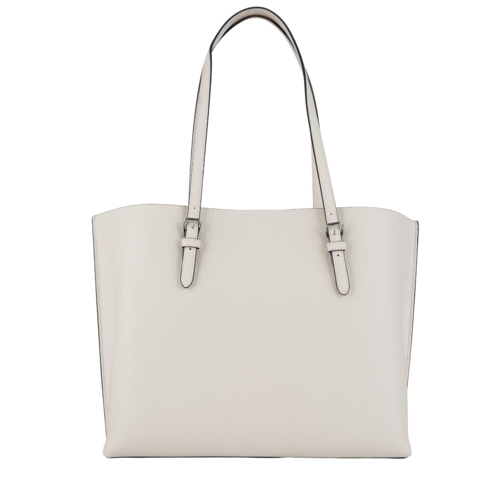 【COACH】Mollie 銀字雙面皮革三層托特包(白色)CV968 SVHA