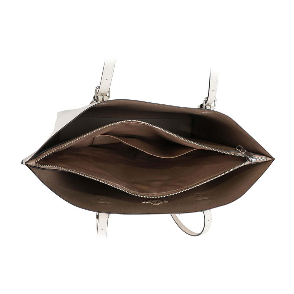 【COACH】Mollie 銀字雙面皮革三層托特包(白色)CV968 SVHA