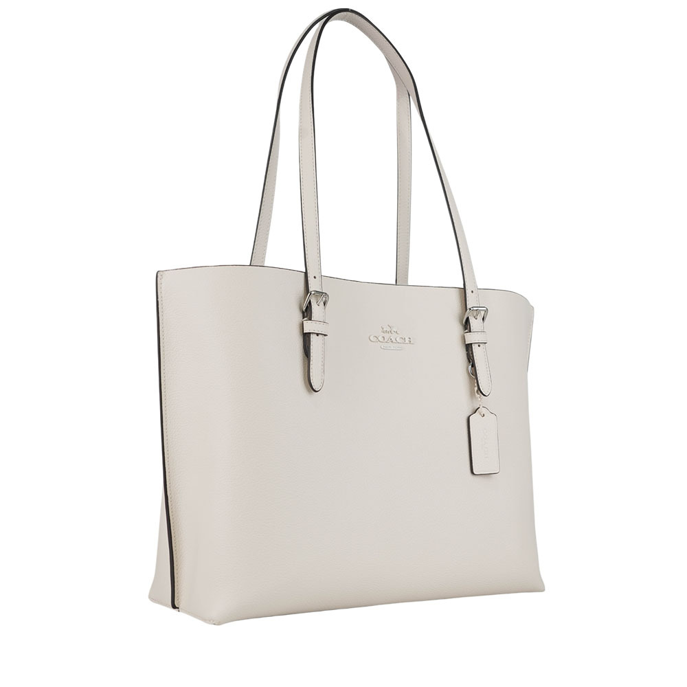 【COACH】Mollie 銀字雙面皮革三層托特包(白色)CV968 SVHA