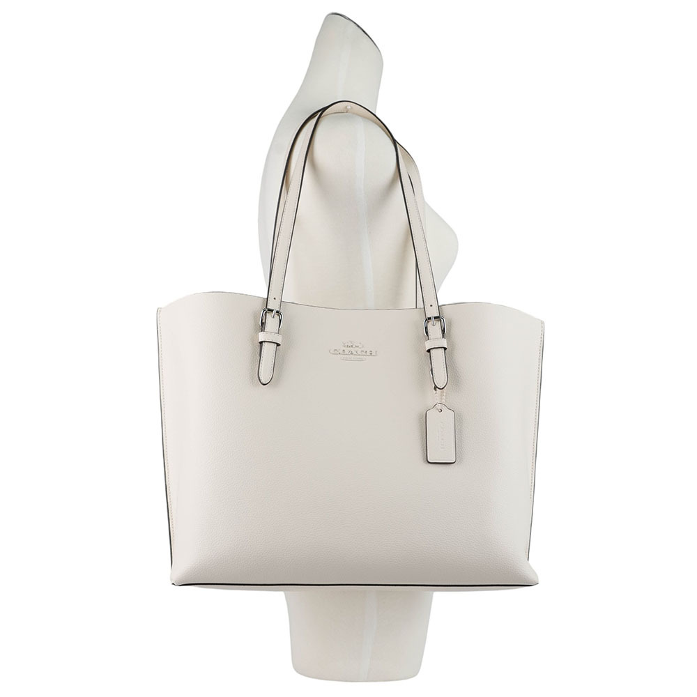【COACH】Mollie 銀字雙面皮革三層托特包(白色)CV968 SVHA
