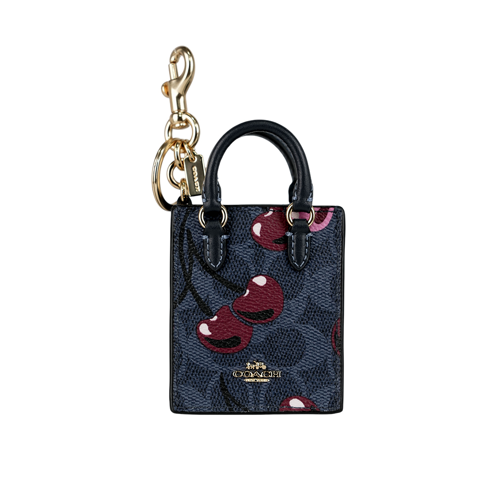 【COACH】櫻桃圖案迷你琴譜包造型吊飾/鑰匙圈(牛仔藍)