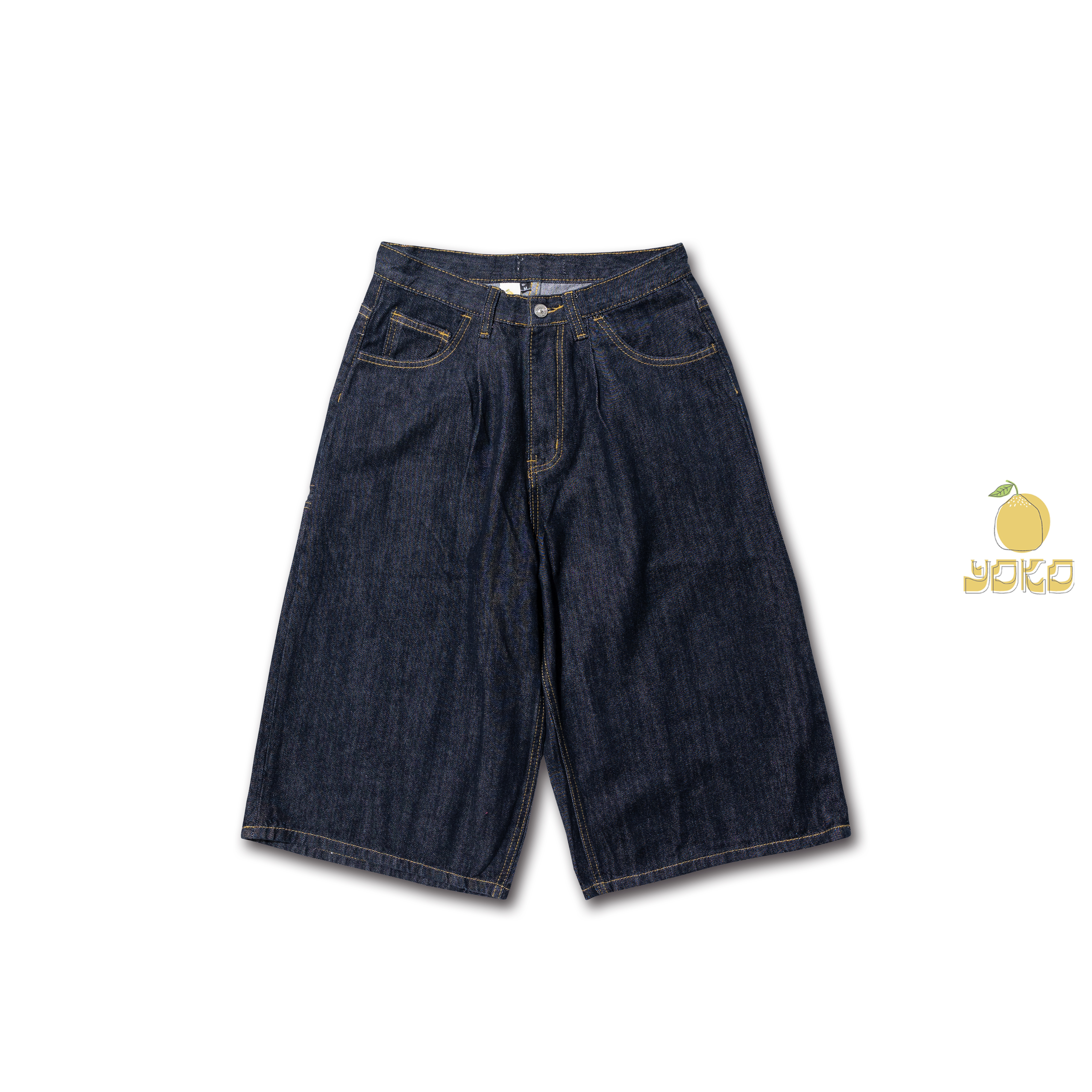 YOKO 深藍牛仔膝下褲