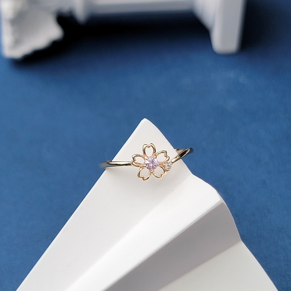 【me.luxe】K10櫻花粉紅藍寶1分鑽戒