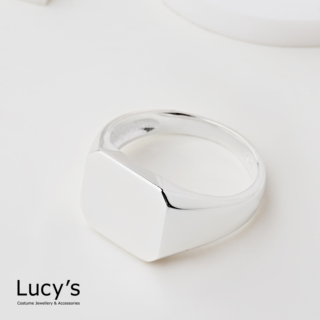 925純銀 亮面方形 戒指 (二色) (121904/121905)