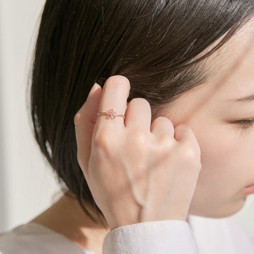 【me.luxe】K10櫻花粉紅藍寶1分鑽戒