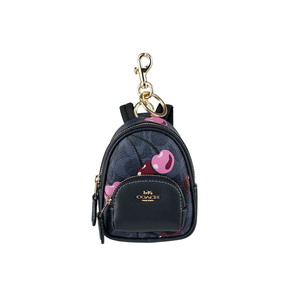 【COACH】Court 櫻桃圖案迷你後背包造型吊飾/鑰匙圈(牛仔藍)CZ086 IMDEI