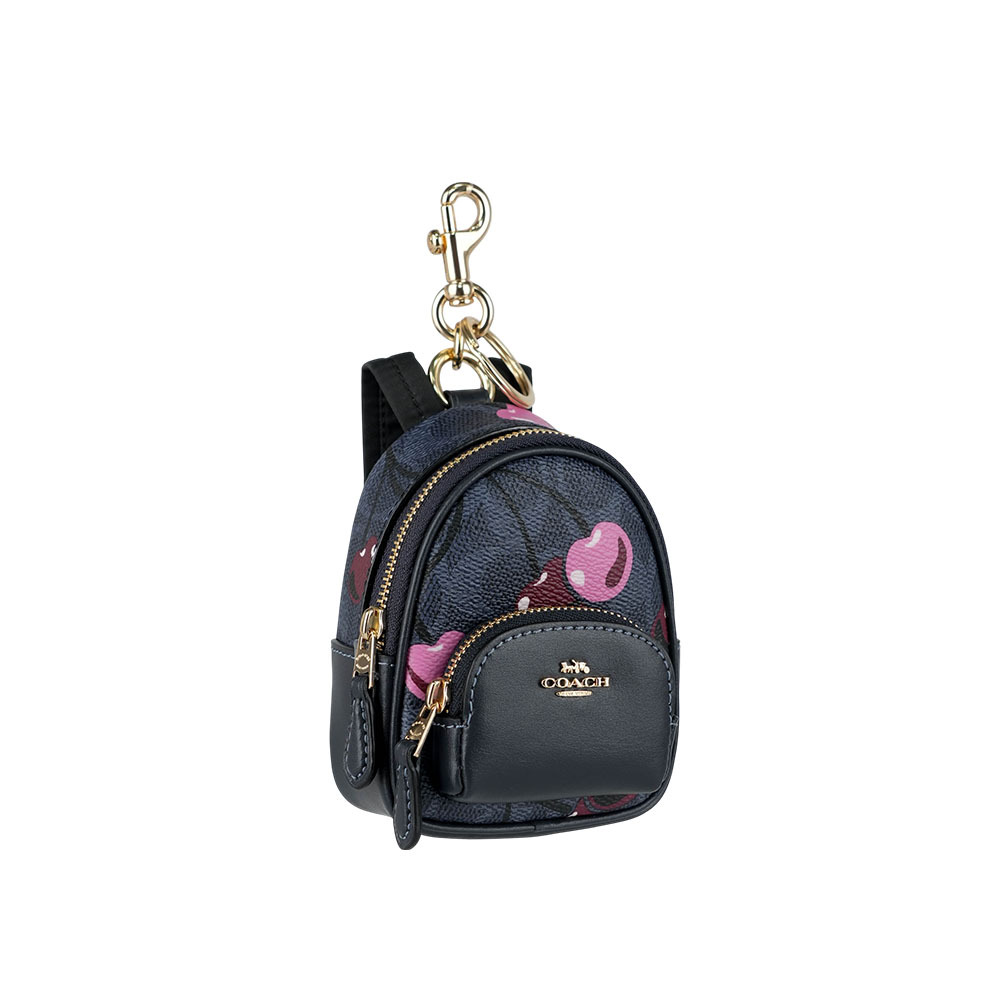 【COACH】Court 櫻桃圖案迷你後背包造型吊飾/鑰匙圈(牛仔藍)CZ086 IMDEI