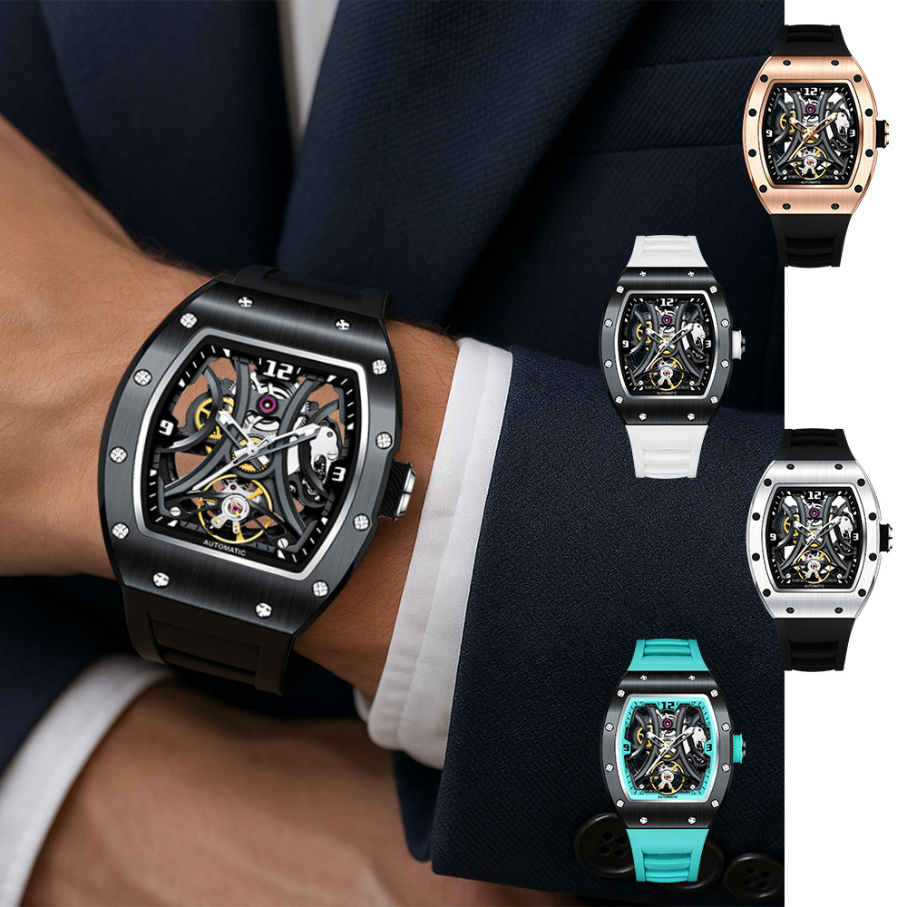 【Free Focus】JC-9-190G-11 酒桶款 潮流 雙面鏤空 夜光指針 機械 手錶