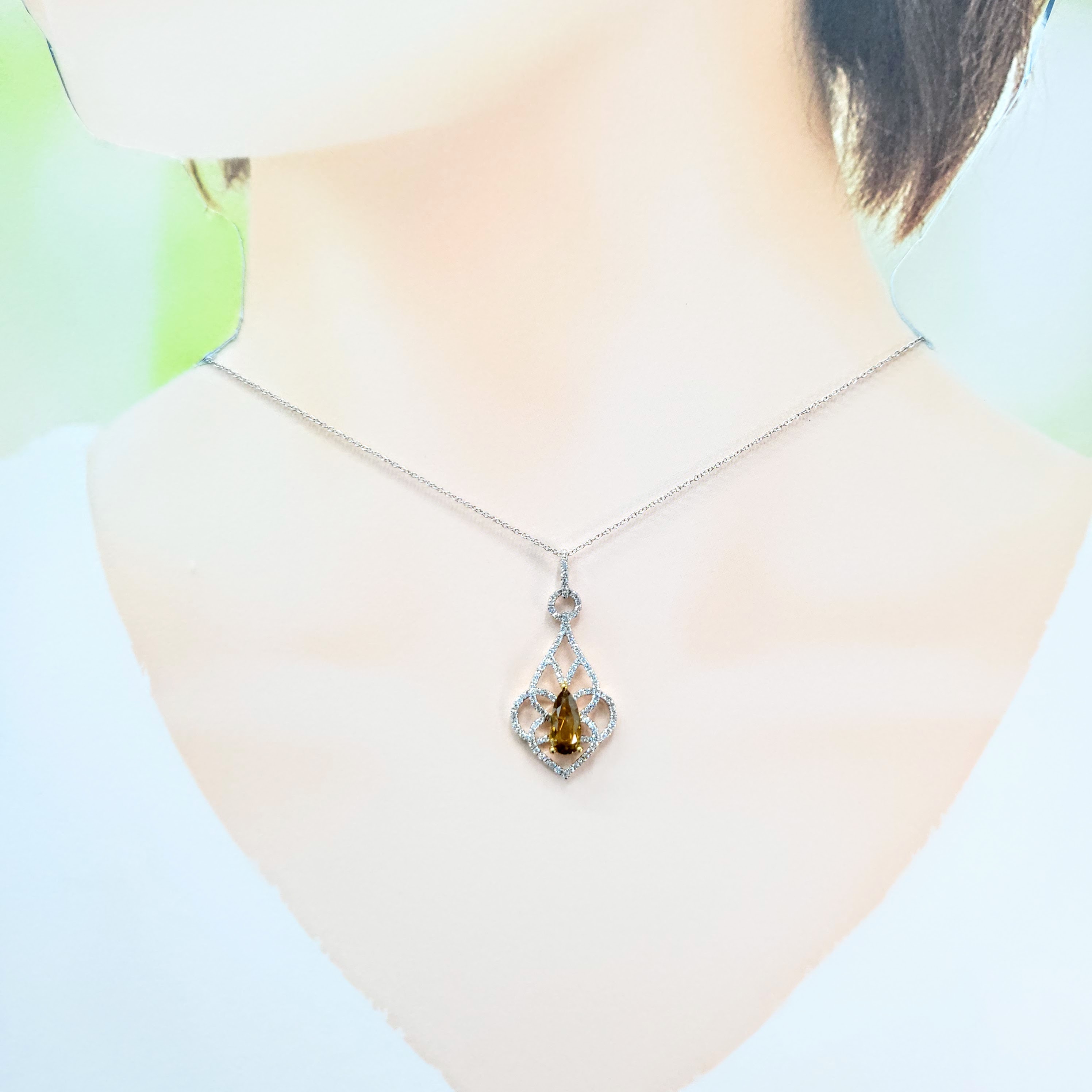 18K Gold 1.42ct Fancy Orange Diamond Pendant