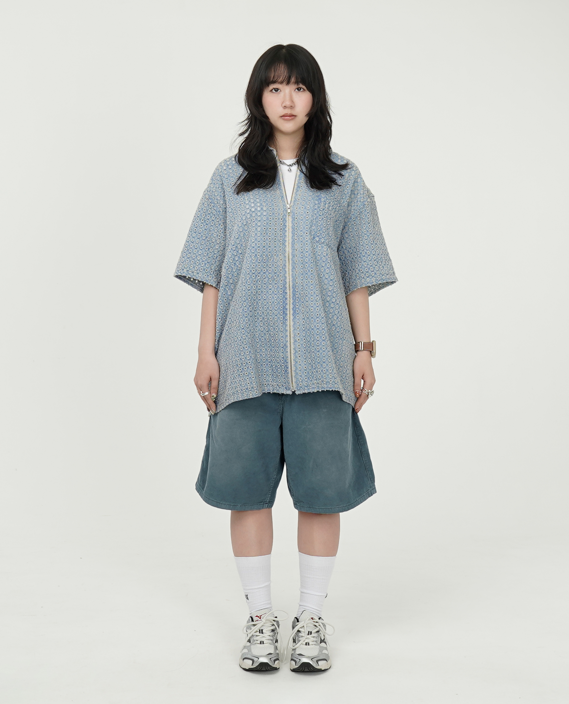 thisisneverthat® Damaged Denim Zip S/S Shirt - 25SS