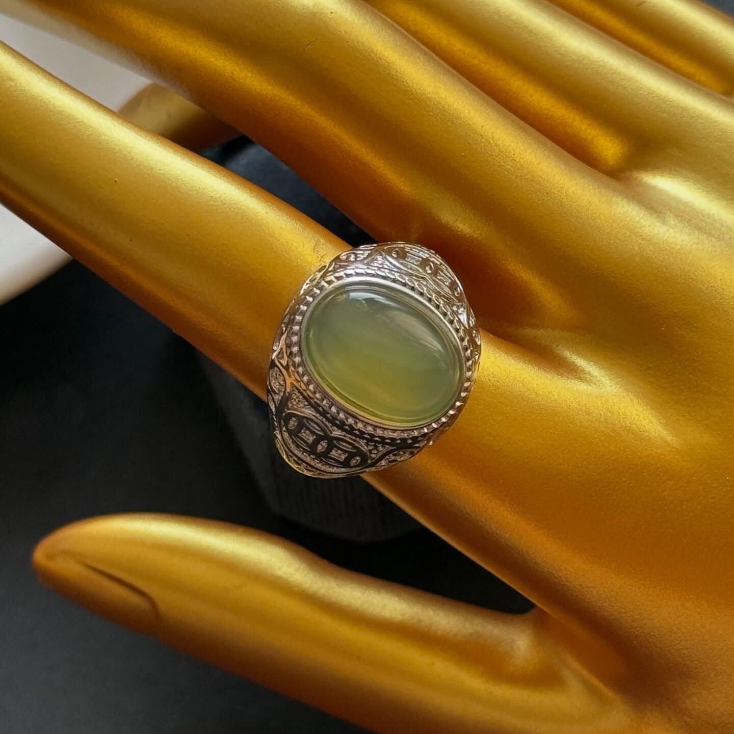 [原石] 葡萄石 水晶戒指 男戒