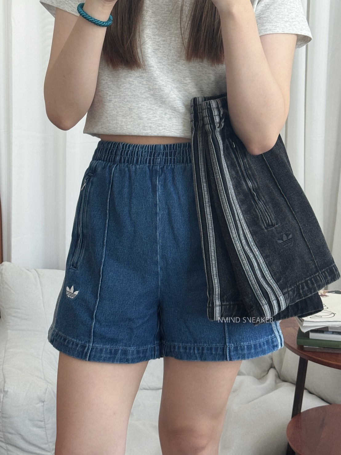 <姊妹們! 必買!!> Adidas 版型超絕 牛仔高腰短褲 兩色