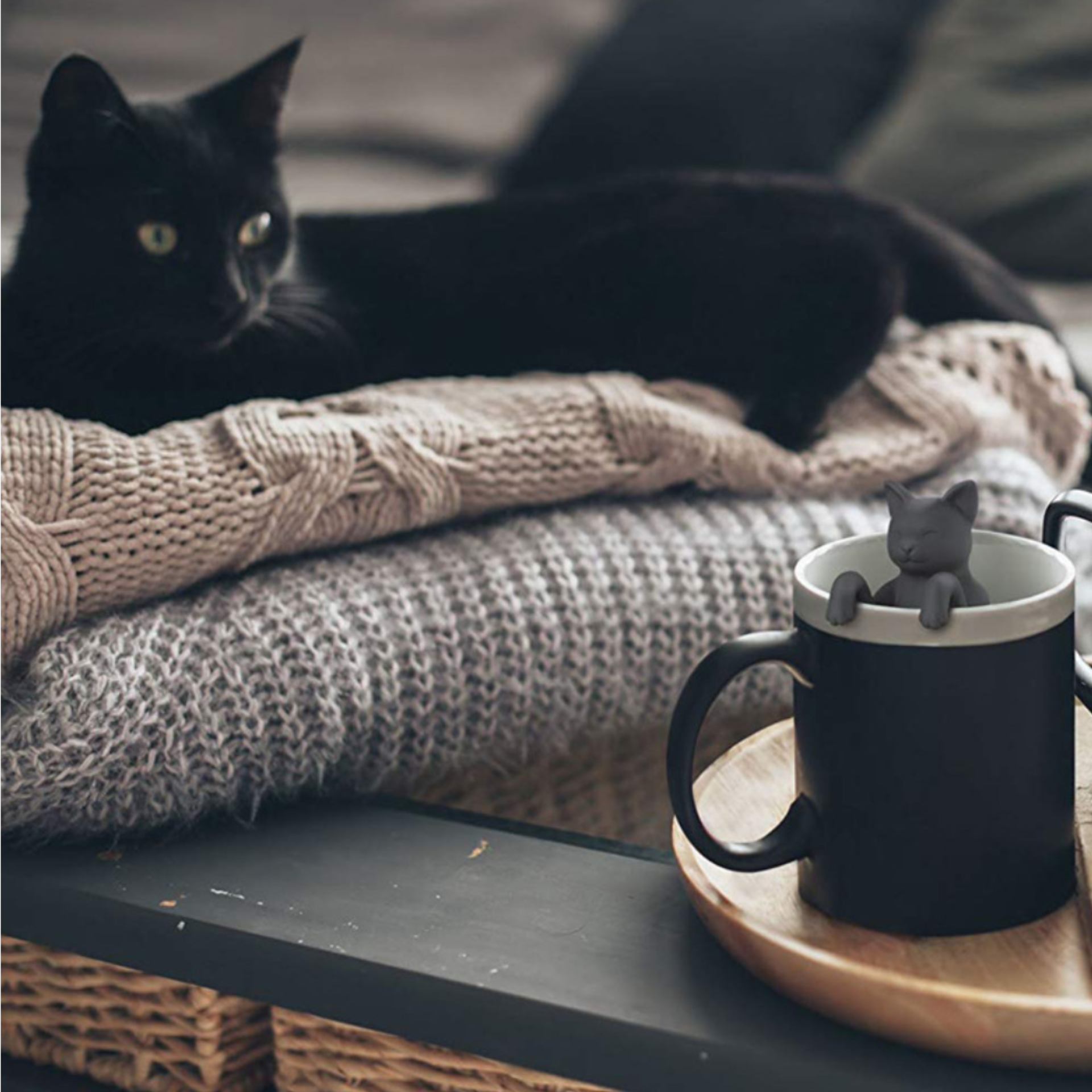 黑貓造型隔茶杯緣子