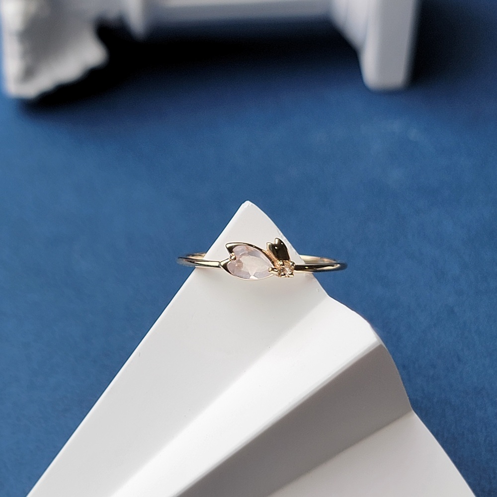 【me.luxe】K10櫻花翩舞粉晶拓帕戒