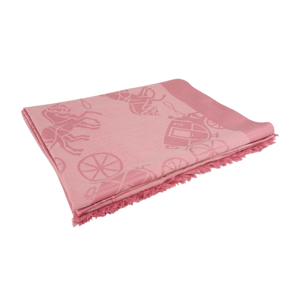 【COACH】經典馬與馬車圖案絲質混棉披肩/圍巾(正粉色)CQ749 OUS