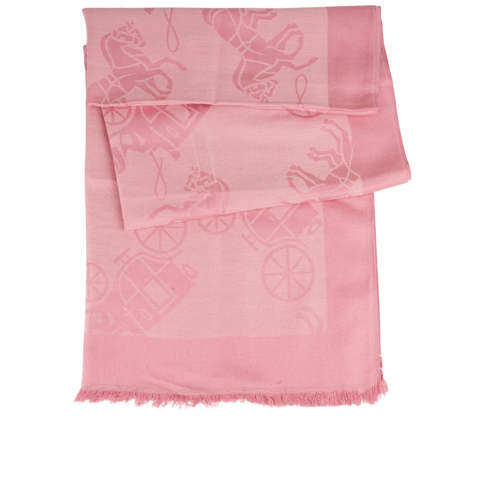 【COACH】經典馬與馬車圖案絲質混棉披肩/圍巾(正粉色)CQ749 OUS