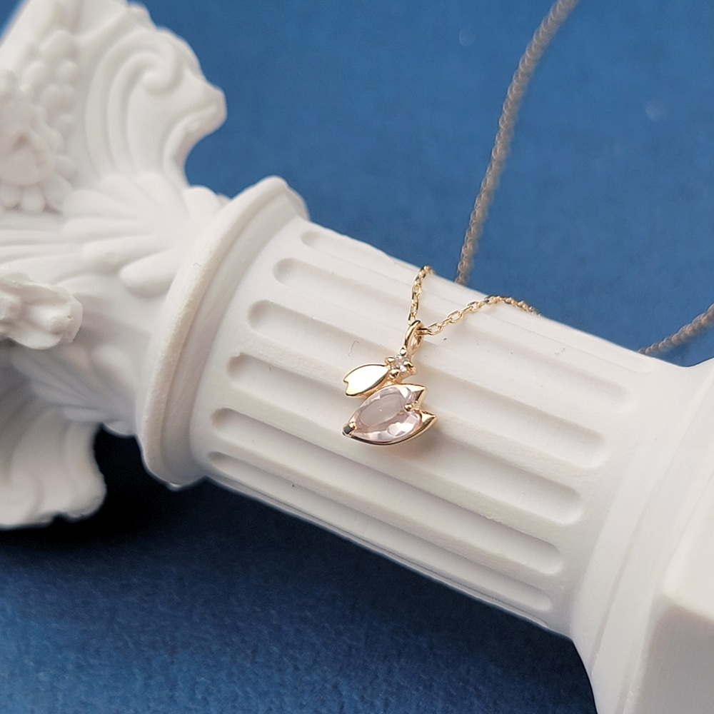 【me.luxe】K10櫻花翩舞粉晶拓帕鍊