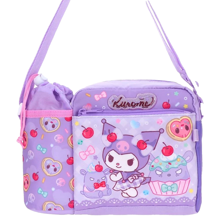 港版 Sanrio Kuromi 小童斜揹袋連水樽格  小息袋 9-8321-9