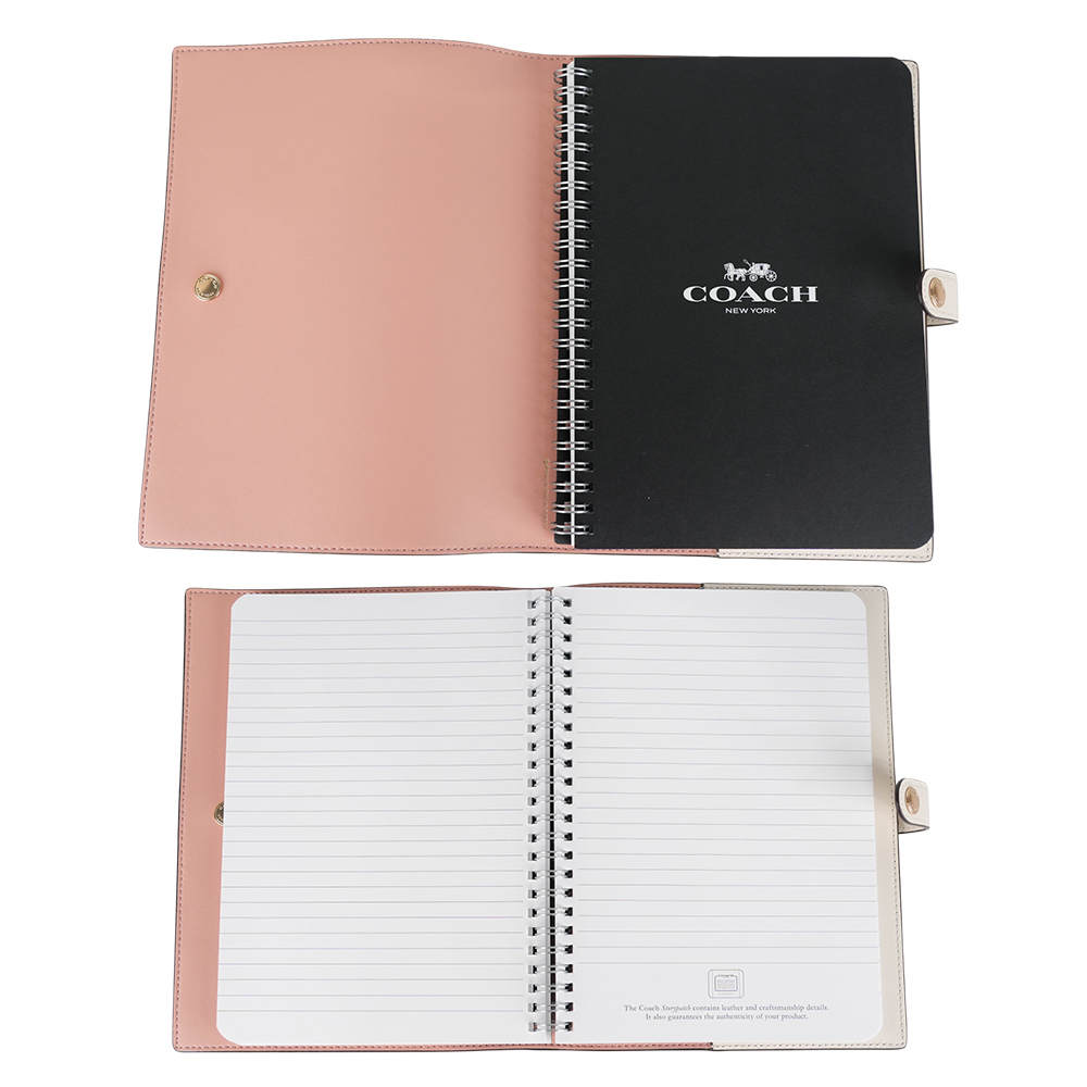 【COACH】花卉圖案塗層帆布及皮革筆記本/記事本(沙色)CAO58 IMSAS