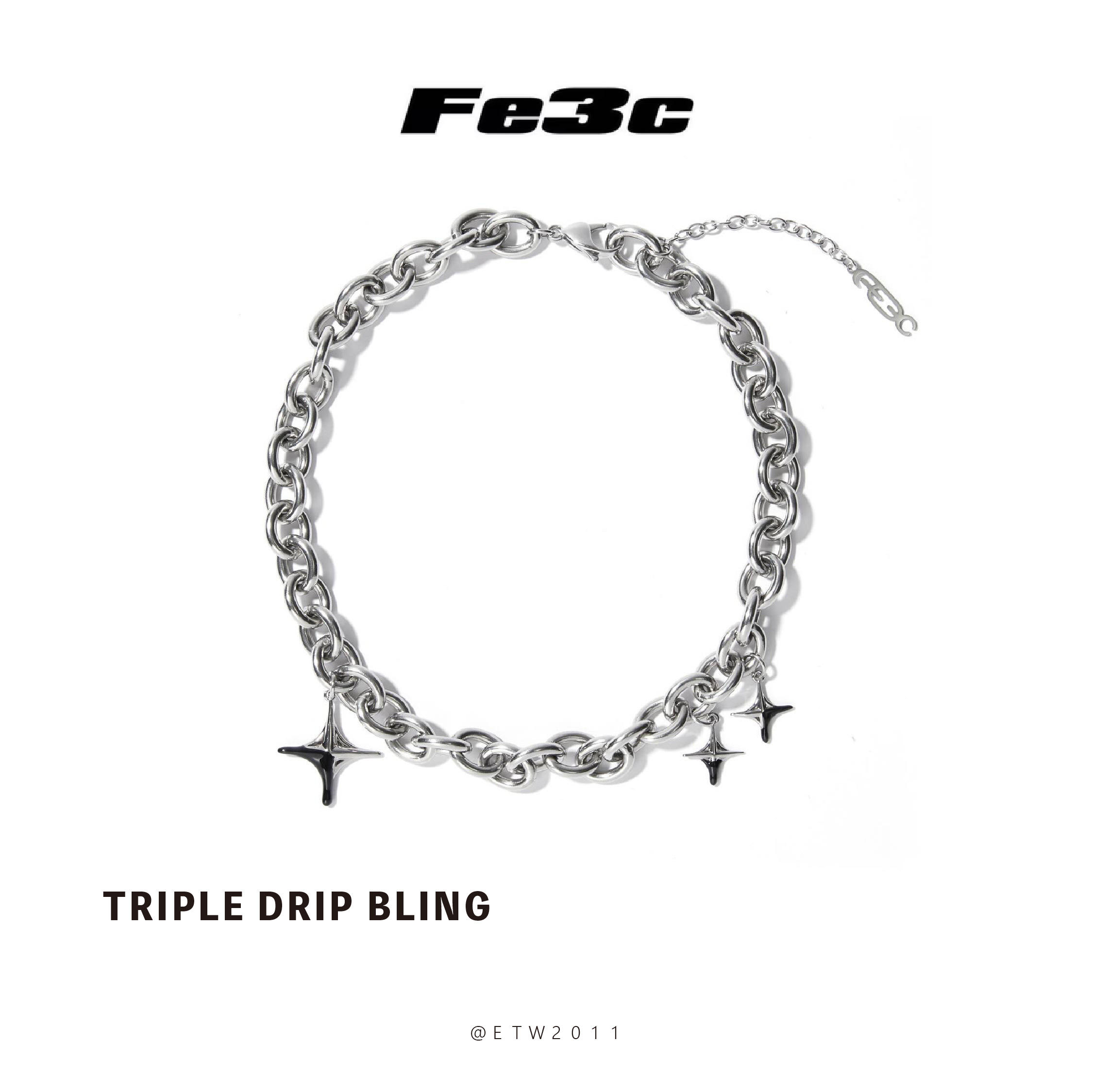 ☆ETW☆【EASY TO WEAR】Fe3c Triple Drip Bling Bling Chain 滴膠大小星星項鍊