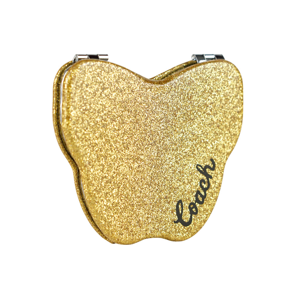 【COACH】Logo 標誌亮片蝴蝶造型鏡子(金黃色)