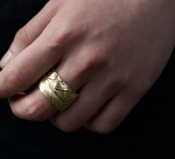 全金K18 Feather Ring