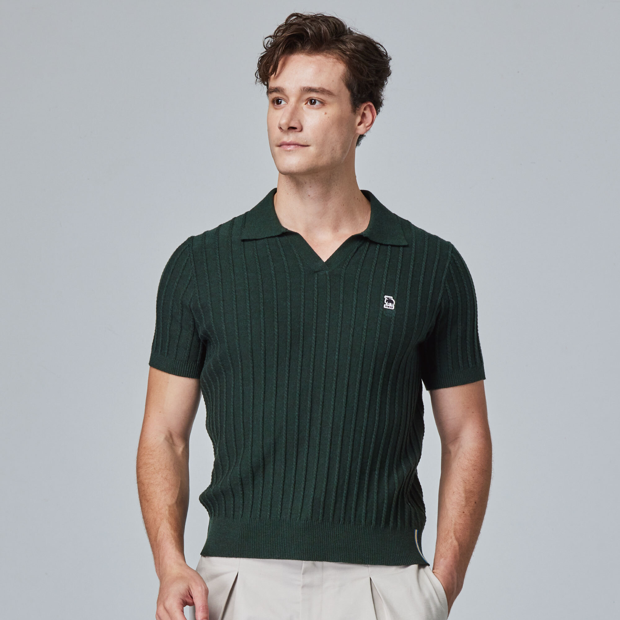 moz Swedish moose skin-friendly POLO collar knitted short T