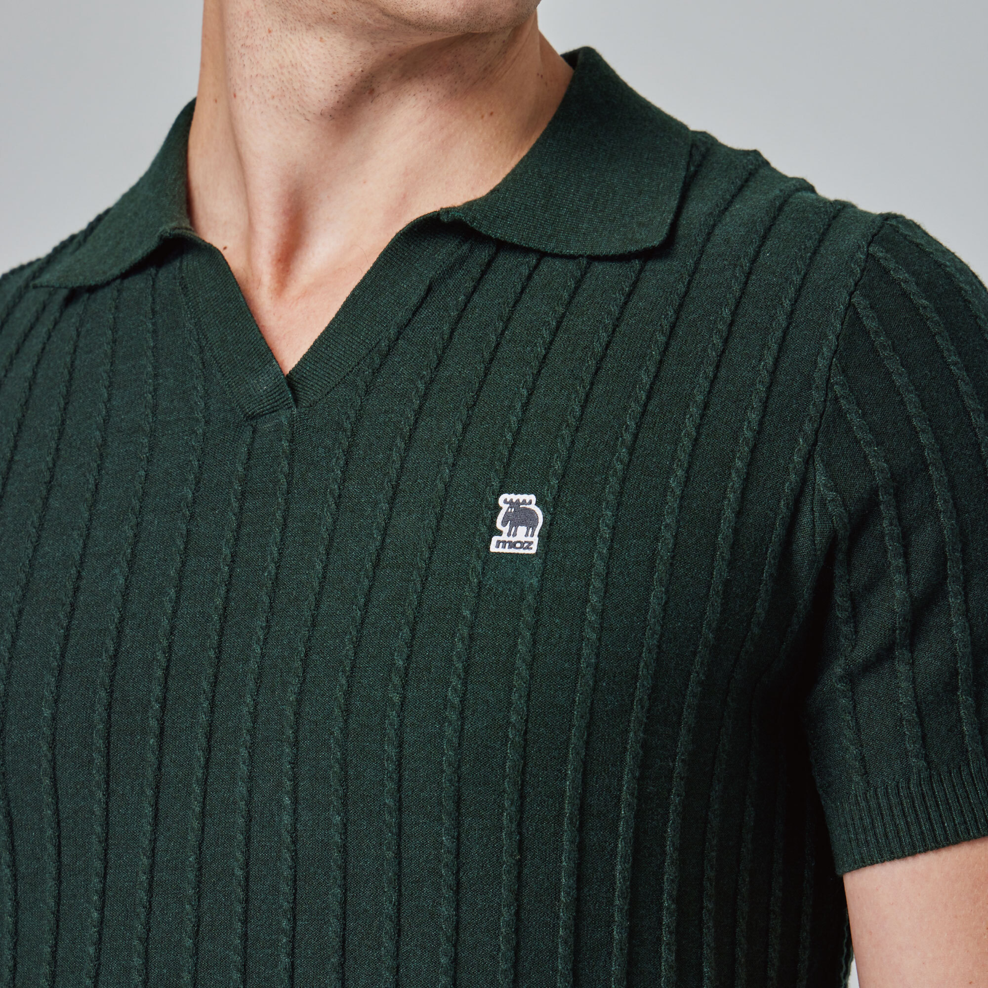 moz Swedish moose skin-friendly POLO collar knitted short T
