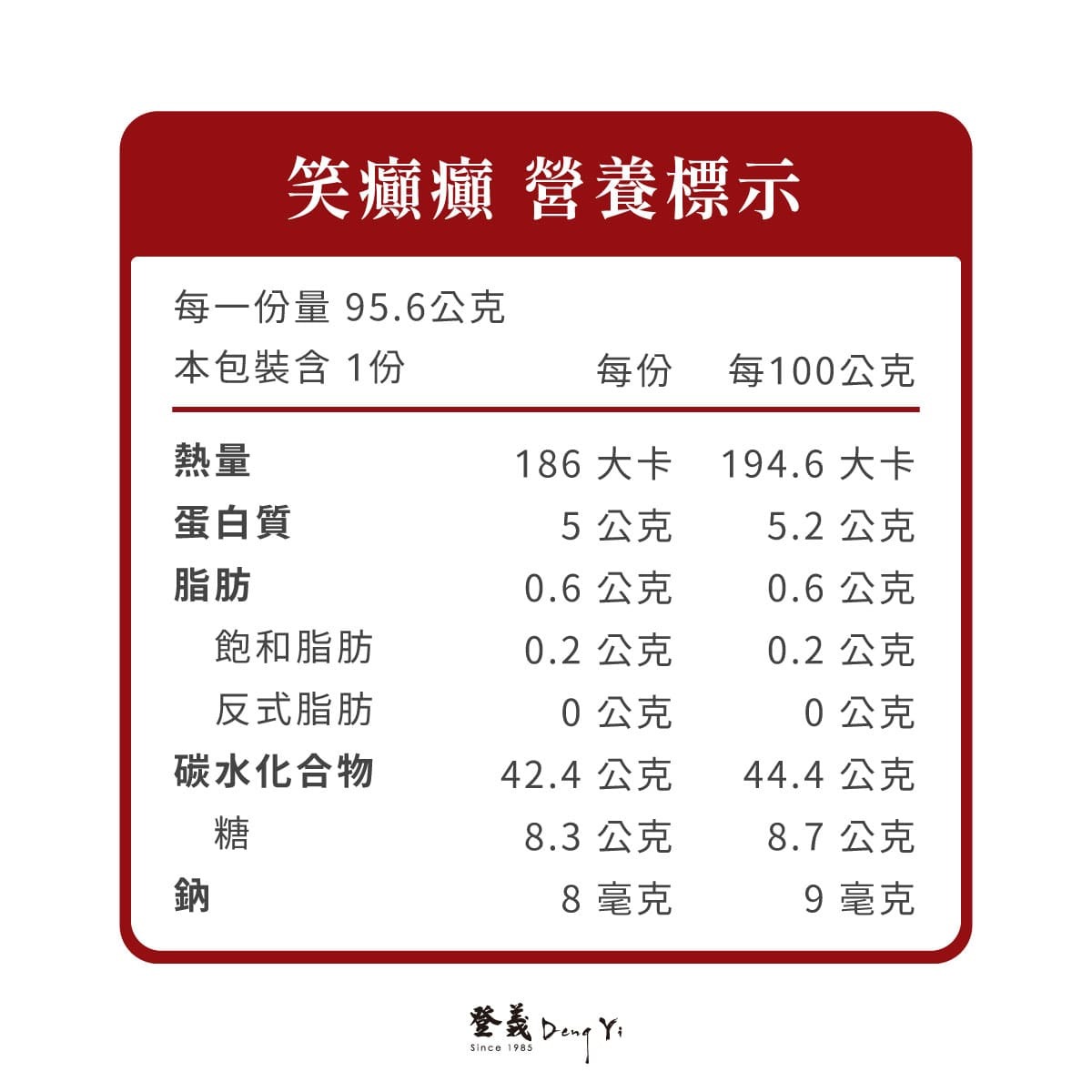 笑癲癲-放鬆減疲湯營養標示