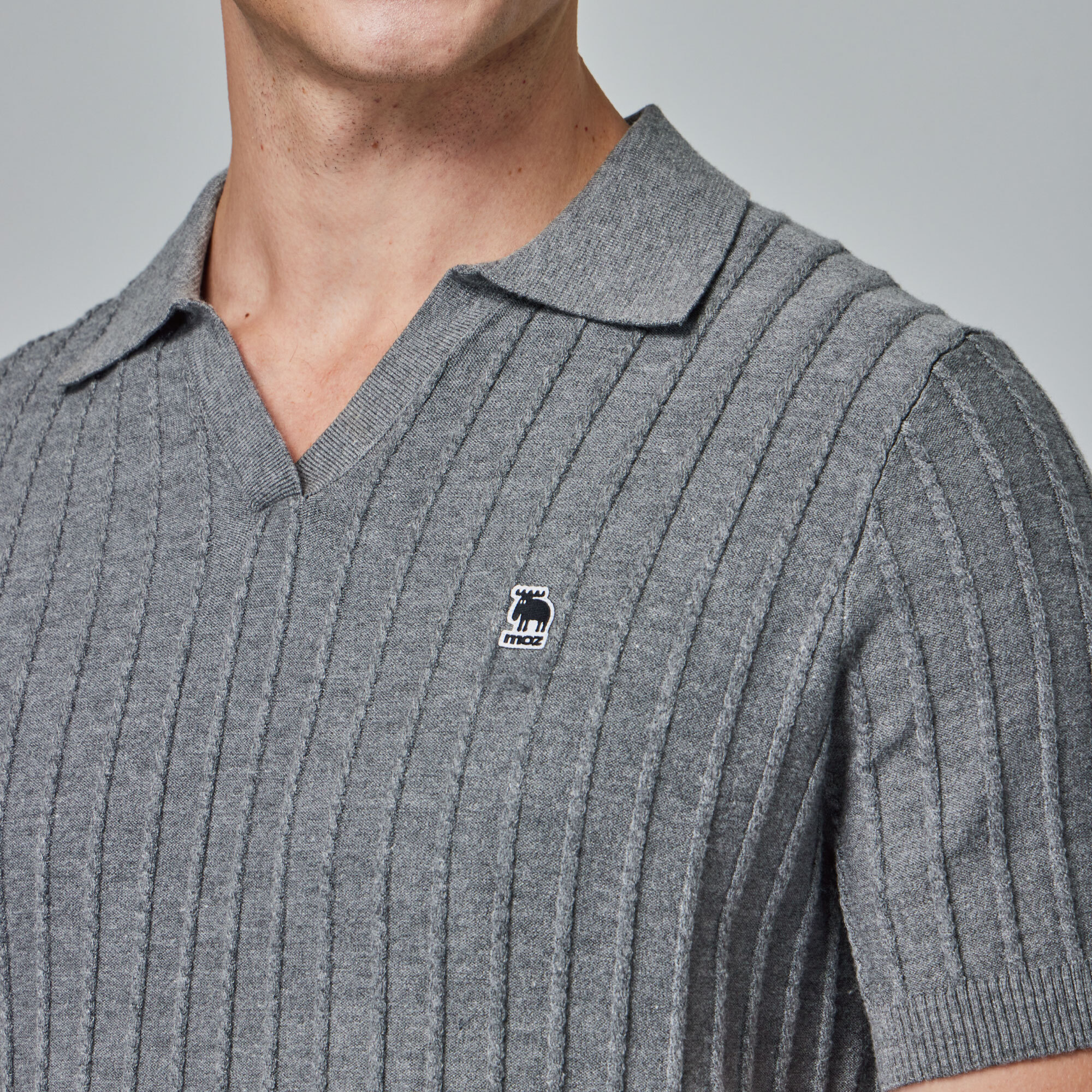 moz Swedish moose skin-friendly POLO collar knitted short T