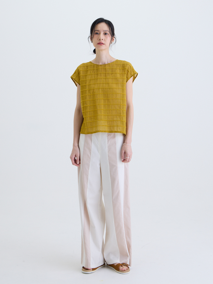 格境之間肩連袖上衣-辛香界線